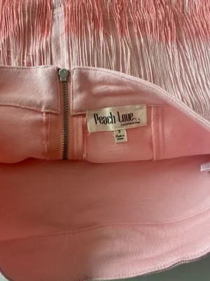 Peach Love California Fringe Pink Jean skirt thumbnail 4