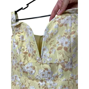 Lulus Favorite Song‎ Yellow Floral Jacquard Off-The Shoulder Mini Dress S NWT thumbnail 5