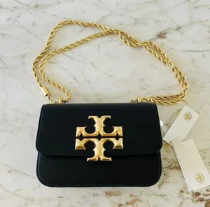 TORY BURCH Eleanor Solid Black Leather Small Convertible Crossbody Shoulder Bag thumbnail 1