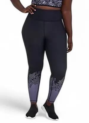 Torrid Black & Purple Floral Full length Wicking Legging W1172 Plus Size 4X thumbnail 1