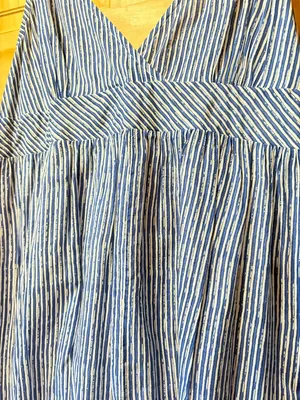 Gap Drop-Waist Maxi Dress Blue White Striped Spaghetti Strap Sundress women’s XL thumbnail 3