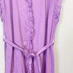 Elan Purple Ruffle Button Down Waist Tie Dress thumbnail 3