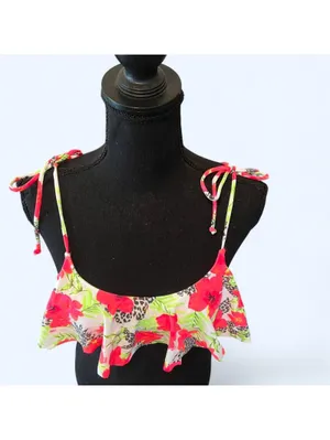 Vintage Y2K Victoria’s Secret PINK floral leopard ruffle bikini top XS NWT thumbnail 3