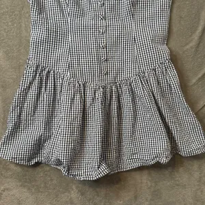 Wild Fable Seersucker Gingham Plaid Mini Dress Womens L Navy White Button Front Drop Waist thumbnail 10