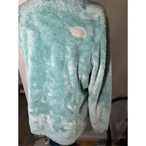 North face green fip up fleece jacket comfy and cozy thumbnail 4