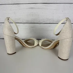 SAM EDELMAN Yaro Perla Beaded Block Heel Sandals Ivory US Size 7.5 Wedding Party thumbnail 7