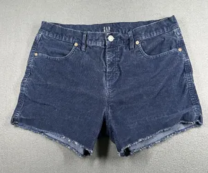 Gap Cutoff Corduroy Shorts Womens 10‎ Blue Stretch Raw Hem 3.5 Inseam Casual thumbnail 1