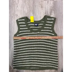 Lands End Womens Green White‎ Striped Knit Sweater Tank Vest Size Medium New thumbnail 6