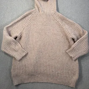 Aerie Women's Medium Beige Flecked Rib Knit Hooded Sweater Pullover Hoodie thumbnail 10