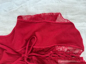 Garage Red Lace-Up Tank Top with Mesh Details thumbnail 3
