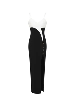 Spaghetti Strap Black and White Sheath Dress Small thumbnail 3