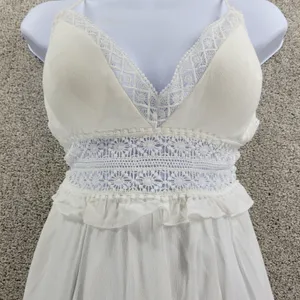 Hello Molly Crochet Lace Dress Womens 4 White Tie Back Summer Beach Vacay Boho thumbnail 2