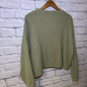Hollister Women's Green Large V-Neck Cable-Knit Cardigan Hipster Teenager thumbnail 12