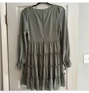 Altar’d State Green Swiss Dot long sleeve mini dress thumbnail 5