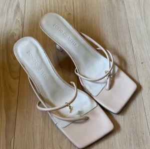 Song of Style Blush Nude Square-Toe Strappy Mules thumbnail 1