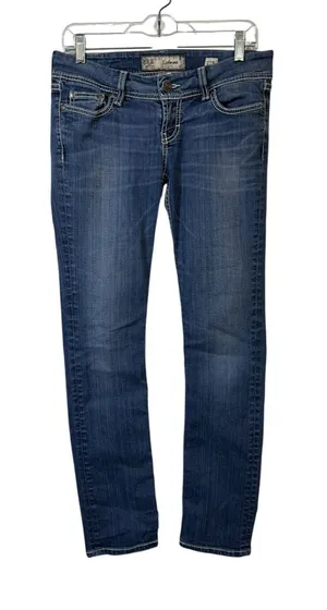 BKE Sabrina Jeans Womens 27R Blue Skinny Mid Rise Medium Wash Contrast Stitch thumbnail 1