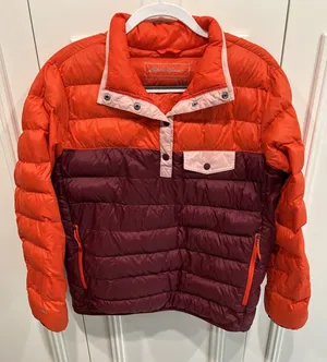Eddie Bauer 1/4 Snap EB650 Down Puffer Pullover Jacket Women's Medium Retro thumbnail 1