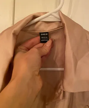 SheIn Satin Nude Button Down thumbnail 4