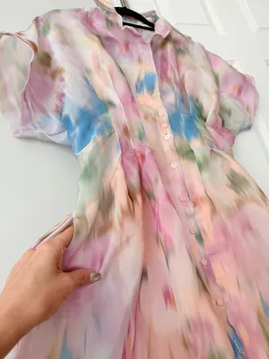 Anthropologie The Tobie Organza Mini Shirtdress by Exquise, Size M thumbnail 9