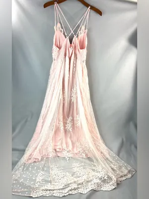 Main Strip M Balletcore Romance Blush Pink Lace Maxi Dress with Strappy Back thumbnail 4
