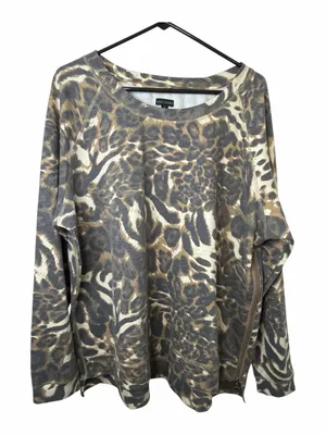 Coco + Carmen Taupe Animal Print Pullover Sweatshirt thumbnail 1
