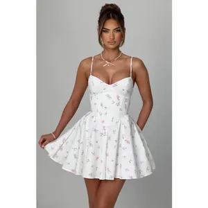 NWT Babyboo Analeigh White Multi Floral Corset Fit & Flare Mini Dress Size Small thumbnail 2