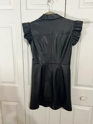 Steve Madden NWT faux leather ruffle dress thumbnail 4