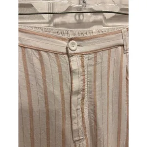 Aerie Day Off Pant XL Linen Blend Striped Wide Leg Tan Cream High Rise Coastal thumbnail 3