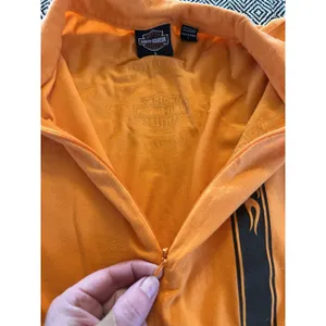 Harley Davidson Women’s Front Garage Shirt 1/4 Zip Orange Shirt Biker Size Large thumbnail 9