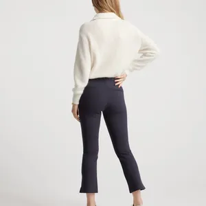 Quince Ultra Stretch Ponte Kick Flare Pants Navy Blue Pull On Work Pant Size M thumbnail 2