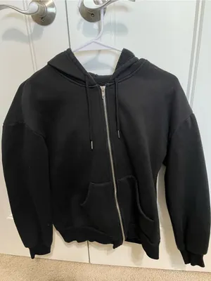 SheIn Women’s Black Zip-Up Hooded Jacket size XS thumbnail 3
