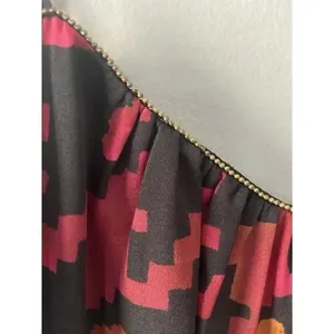 LAVENDER BROWN Orange Pink Burgundy Fall Houndstooth Maxi‎ Dress Size S Small thumbnail 5