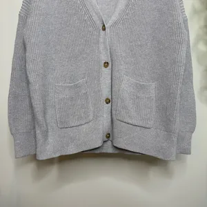 J. Crew V-neck Cotton Cashmere Blend Cardigan Sweater Heather Dove Medium BS950 thumbnail 6