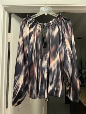 NWOT S H&M Multi-Color Women’s Smocked Neck Long Sleeve Blouse Business Casual thumbnail 8