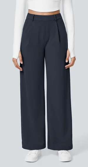 Halara High Waist Straight Leg Work Pants Stretch Comfort Midnight Blue L Reg thumbnail 1