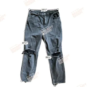 Abercrombie & Fitch Ankle Straight Ultra High Rise Distressed Black Jeans 32 14R thumbnail 9