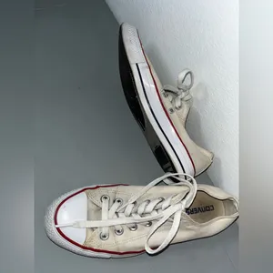 Converse All Star White Retro Canvas Chuck Taylor Maroon Low Top Sneakers Sz 9.5 thumbnail 9