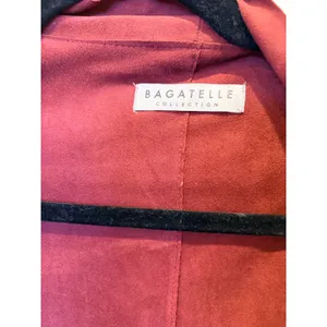 Bagatelle Collection Burgundy Faux Suede Draped Open Front Jacket XL thumbnail 2