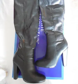 Womens Faux Leather Snake Skin 4" Heel Boots 5.5M thumbnail 1
