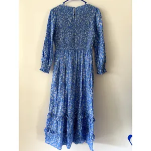 Pink City Prints Tuckernuck Blue Smocked Tiered Long Sleeve Dress Size XS thumbnail 5