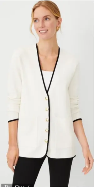 Gorgeous Ann Taylor Contrast Trim Soft Blazer! thumbnail 1