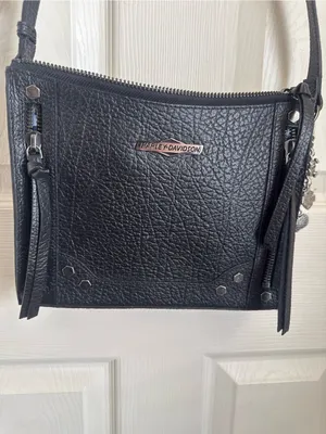 Harley Davidson Leather Crossbody Purse Black thumbnail 3