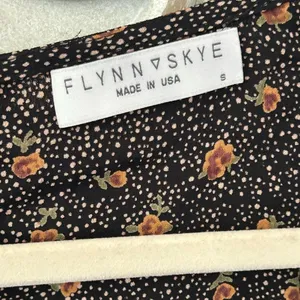 Flynn Skye Brown Floral Mini Dress Square Neck Long Sleeve Boho Whimsigoth NWT S thumbnail 9