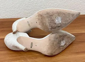 Badgley Mischka “Lola” d’Orsay Pumps White/Silver Lace Wedding Heels Size 8 thumbnail 7