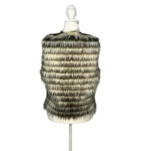 Ariat Women's Stripes Faux Fur Vest in Gray and Ivory, Size Smal thumbnail 2