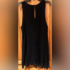ASTR the Label Crochet Hem Sleeveless Black Rayon Mini‎ Shift Dress Size Large thumbnail 6