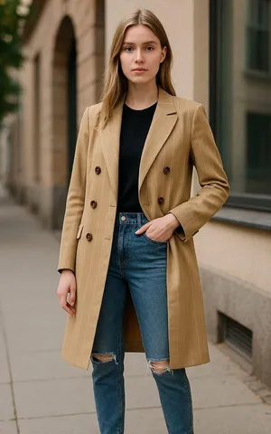 NWT Prima X Nordstrom Double Breasted Jacket Trench Coat Large thumbnail 1