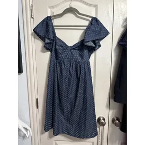 LA Relaxed Eyelet Sundress Chambray Organic‎ Cotton Dress Cottagecore Coquette thumbnail 2