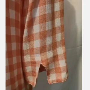 Soft Surroundings Orange White‎ Gingham Tunic Top V-Neck 3/4 Sleeve Rayon 3BA17 thumbnail 5