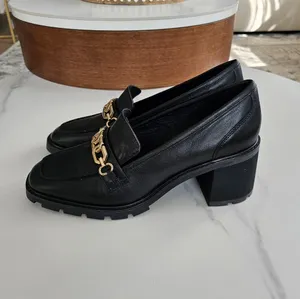 NWOT Sanctuary Black Leather Chain Loafers Chunky Lug Sole Size 11M thumbnail 3